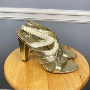 Diane Von Furstenberg Golden Strappy Heels Holiday